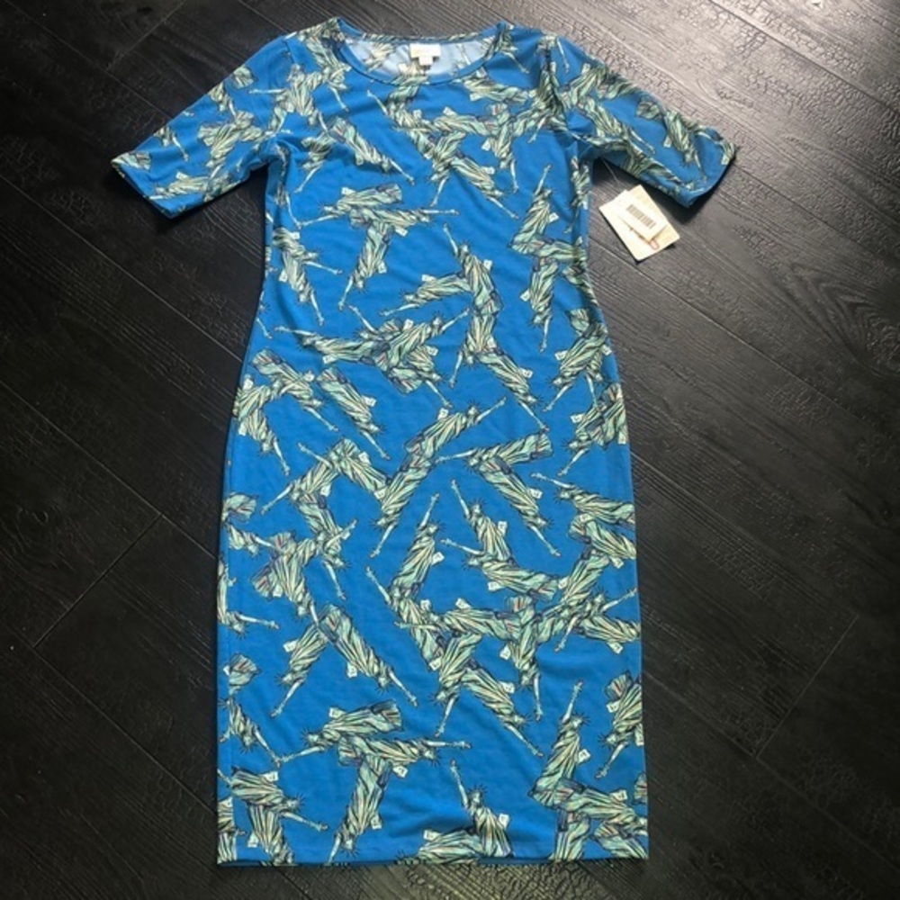 LuLaRoe‎ Julia Statue of Liberty Patriotic Dress Small NWT